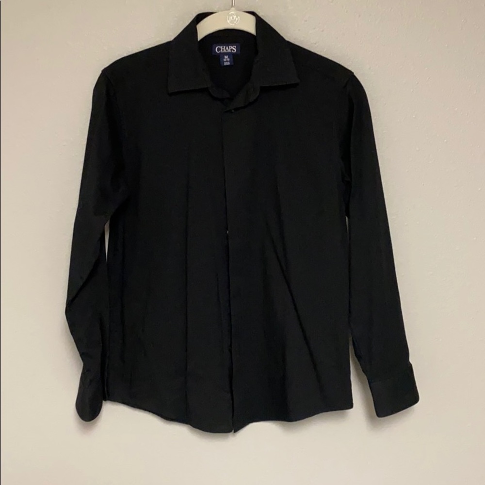 Chaps boys black dress shirt 10-12